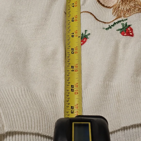 Cream V-Neck Sweater with Mouse Embroidery - Picture 9 of 11